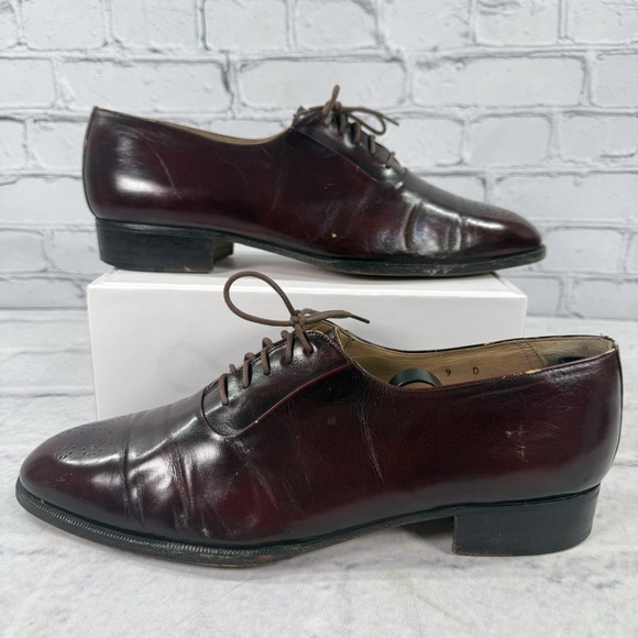 Bally Bilbao Men's 9 D Oxblood Leather Wingtip Oxford Italy Dress Shoes RARE - Picture 1 of 11
